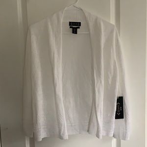 Nanette 100% Linen white cardigan sweater brand new beautiful details